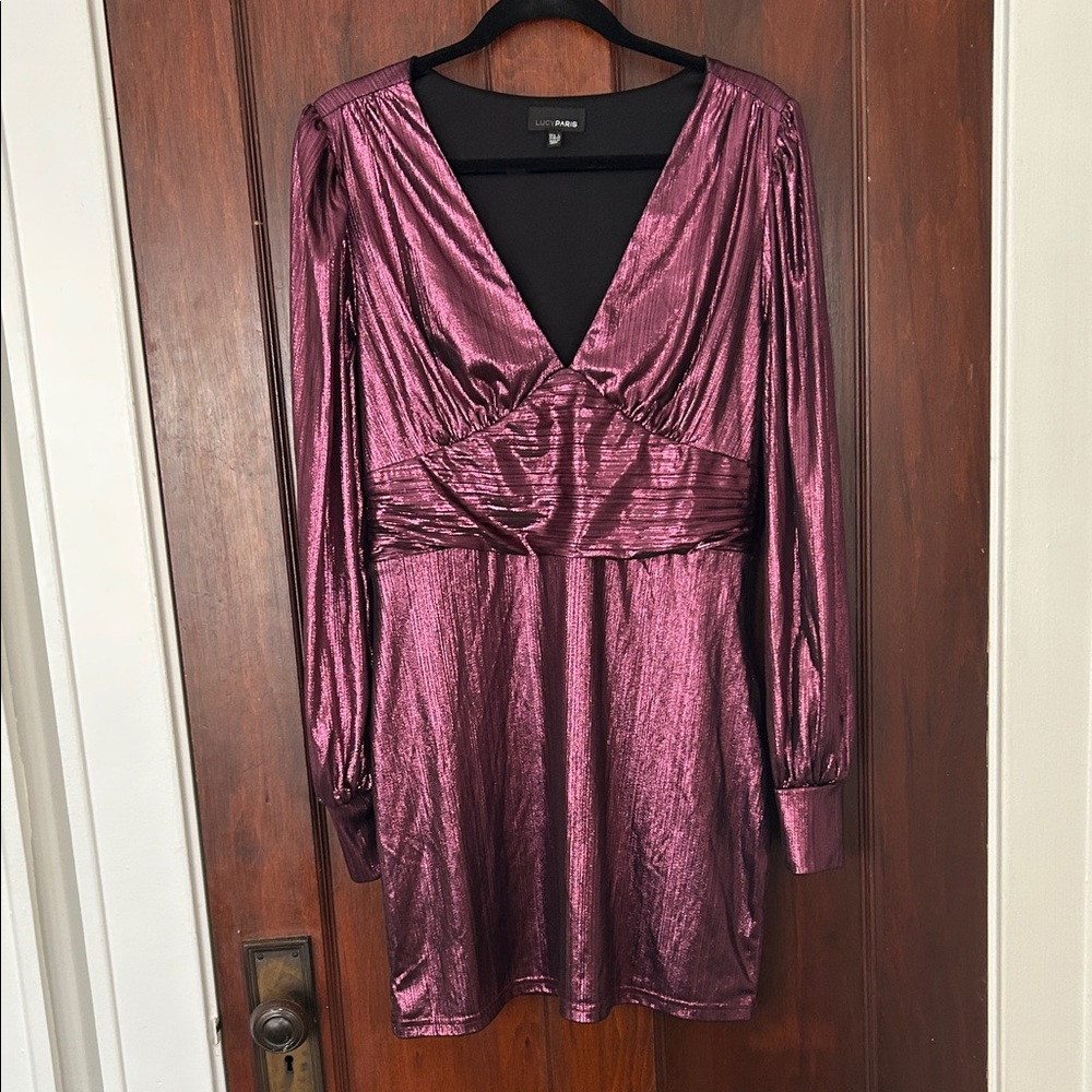 Lucy Paris shimmering pink Long Sleeve mini Dress